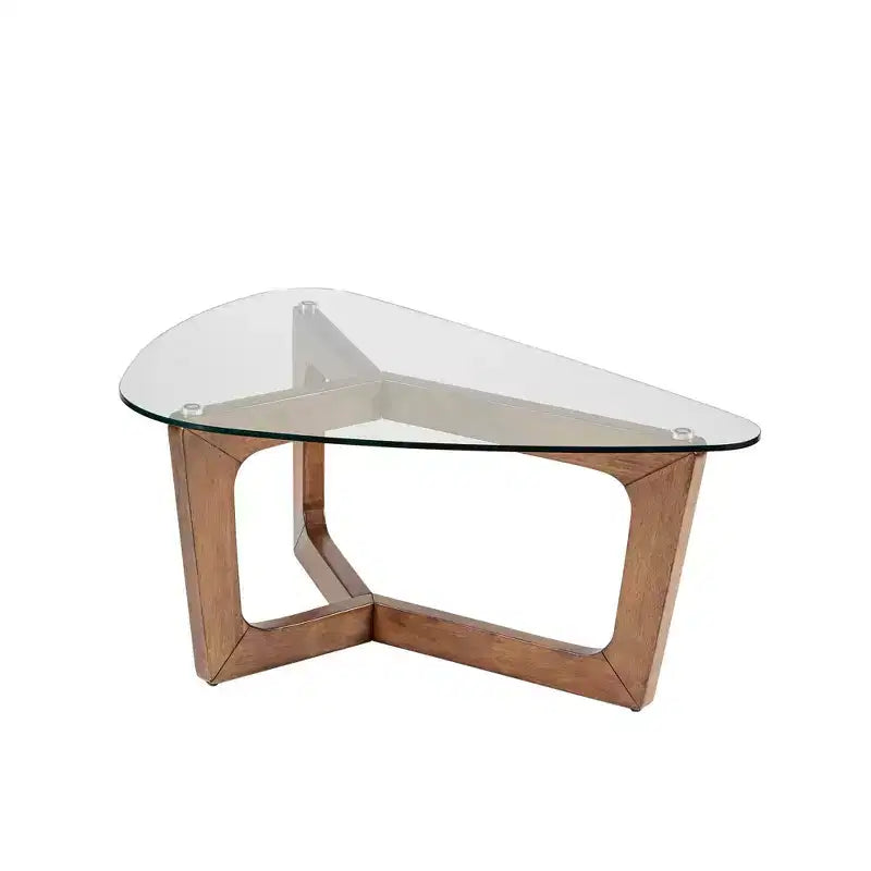 Walker Coffee Table Brown: Ink+Ivy Mid-Century Modern; Tempered Glass Top; Wood Legs; 17" Height