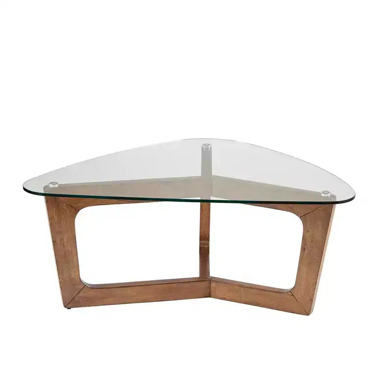 Walker Coffee Table Brown: Ink+Ivy Mid-Century Modern; Tempered Glass Top; Wood Legs; 17" Height