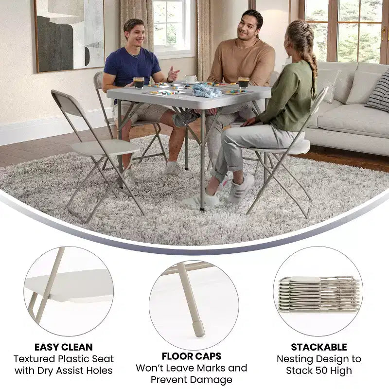 Flash Furniture Hercules Series Plastic Folding Chair - 2 Pack 650LB Weight Capacity