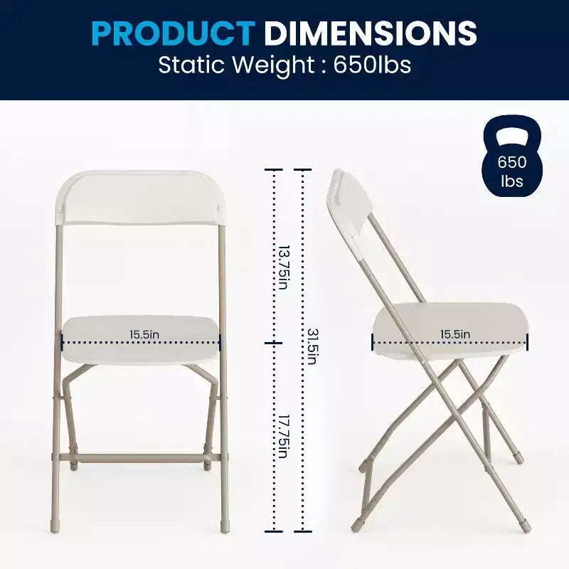Flash Furniture Hercules Series Plastic Folding Chair - 2 Pack 650LB Weight Capacity
