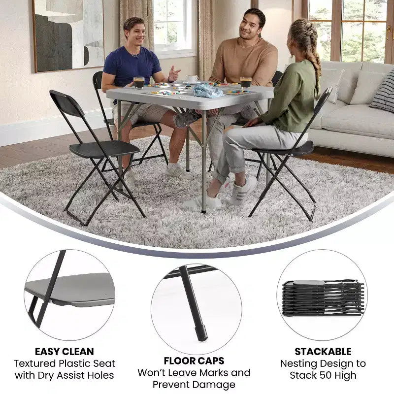 Flash Furniture Hercules Series Plastic Folding Chair - 2 Pack 650LB Weight Capacity