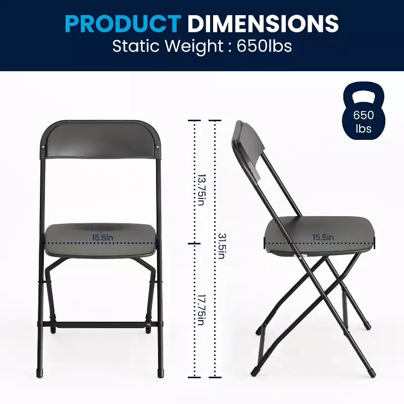 Flash Furniture Hercules Series Plastic Folding Chair - 2 Pack 650LB Weight Capacity