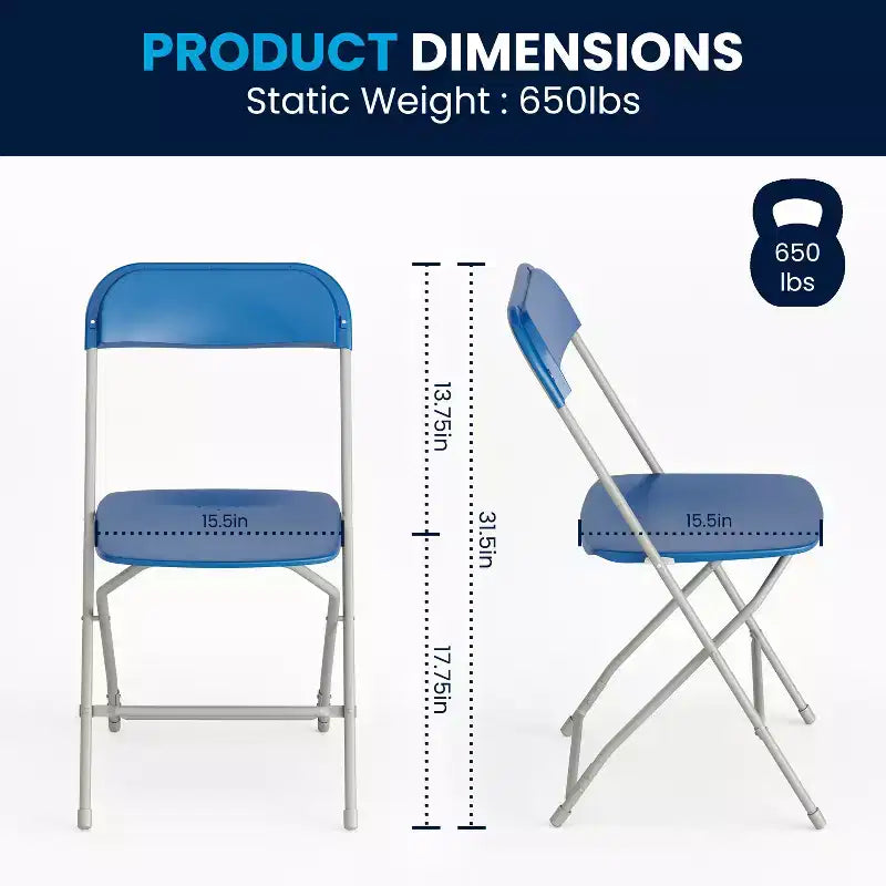 Flash Furniture Hercules Series Plastic Folding Chair - 2 Pack 650LB Weight Capacity