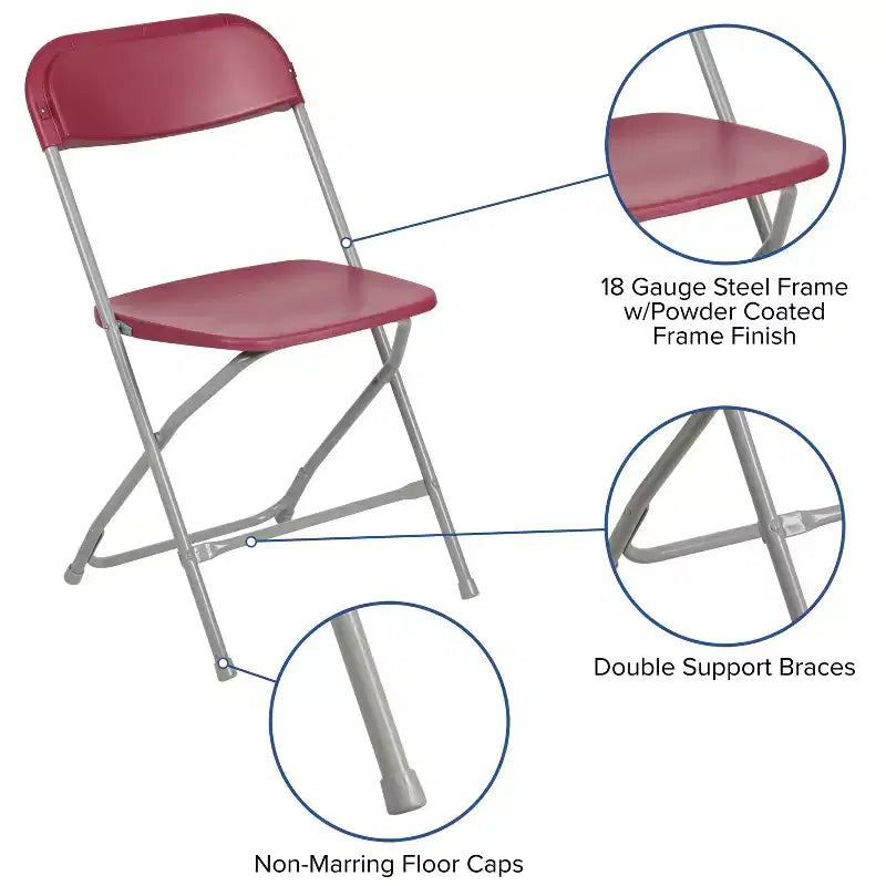Flash Furniture Hercules Series Plastic Folding Chair - 2 Pack 650LB Weight Capacity