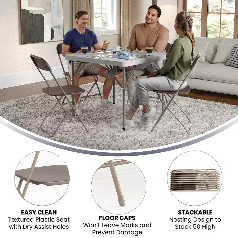Flash Furniture Hercules Series Plastic Folding Chair - 2 Pack 650LB Weight Capacity