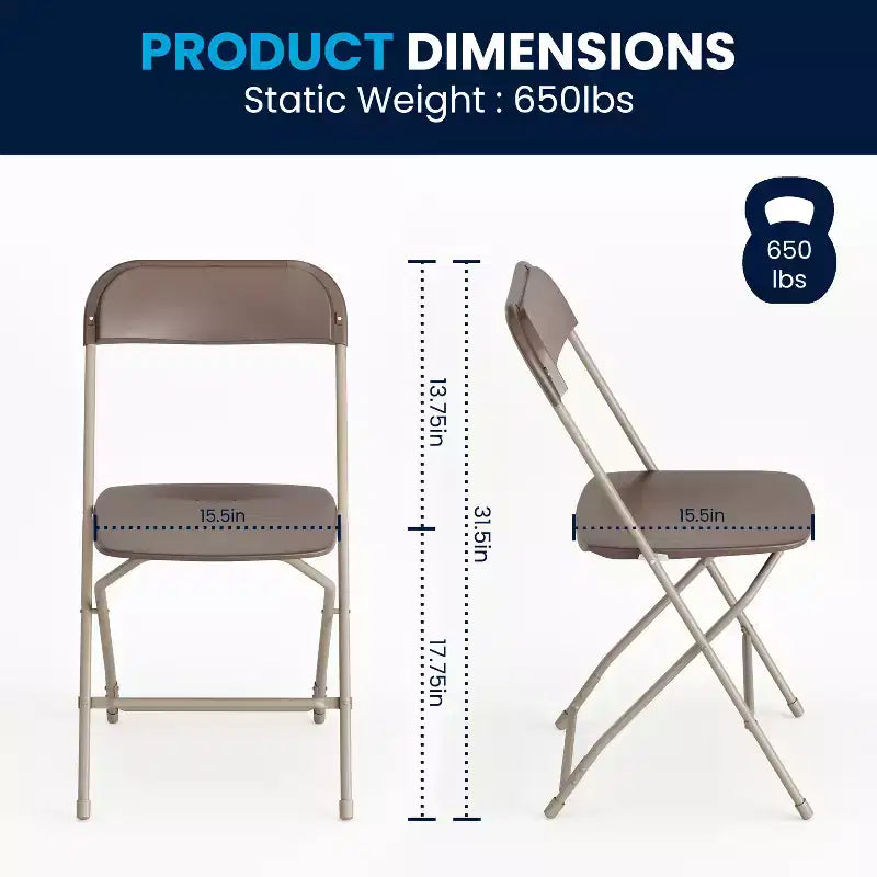 Flash Furniture Hercules Series Plastic Folding Chair - 2 Pack 650LB Weight Capacity
