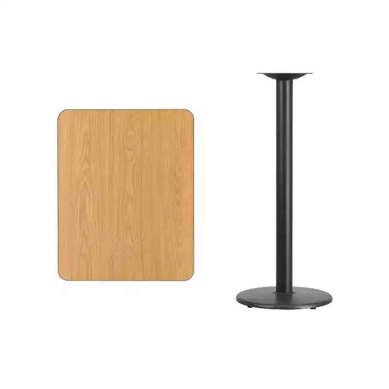 Flash Furniture 24'' x 30'' Rectangular Laminate Table Top with 18'' Round Bar Height Table Base