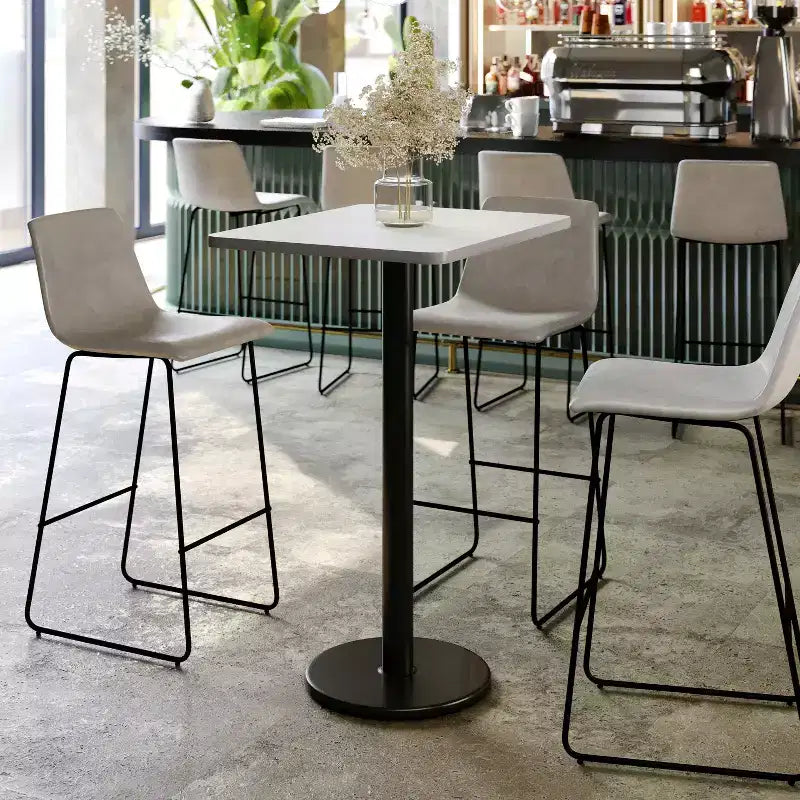 Flash Furniture 24'' x 30'' Rectangular Laminate Table Top with 18'' Round Bar Height Table Base