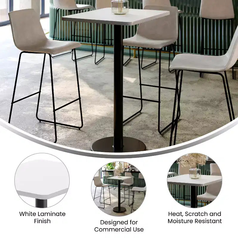 Flash Furniture 24'' x 30'' Rectangular Laminate Table Top with 18'' Round Bar Height Table Base