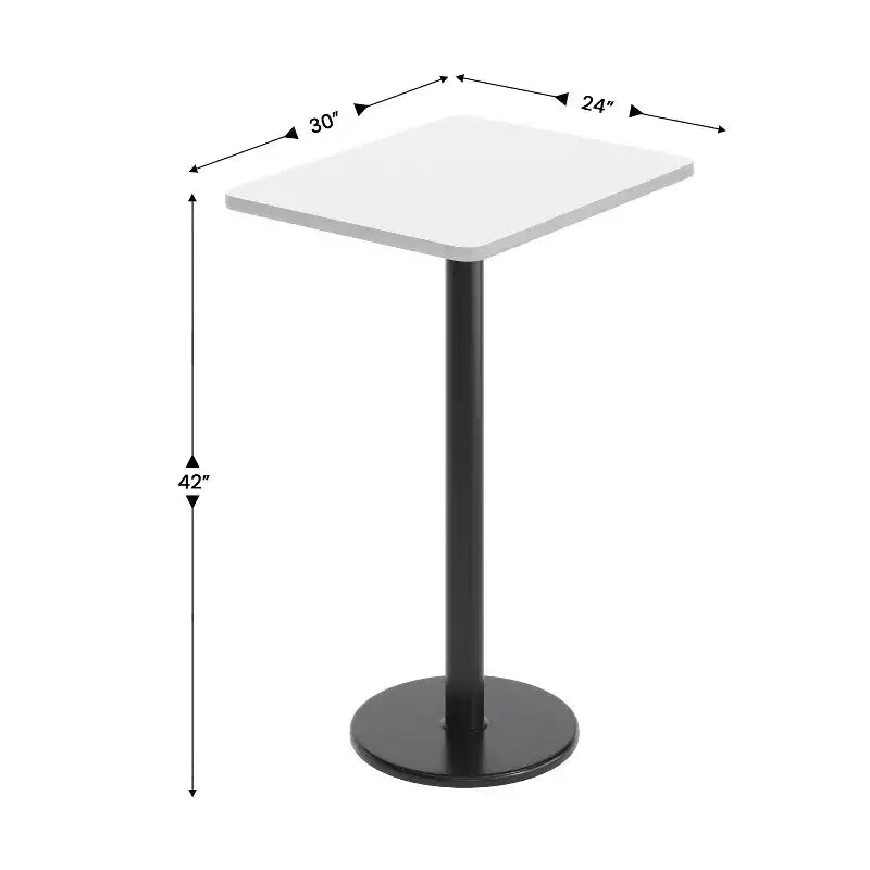 Flash Furniture 24'' x 30'' Rectangular Laminate Table Top with 18'' Round Bar Height Table Base