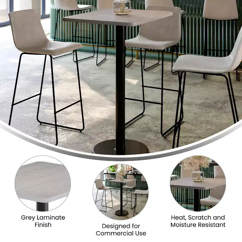 Flash Furniture 24'' x 30'' Rectangular Laminate Table Top with 18'' Round Bar Height Table Base
