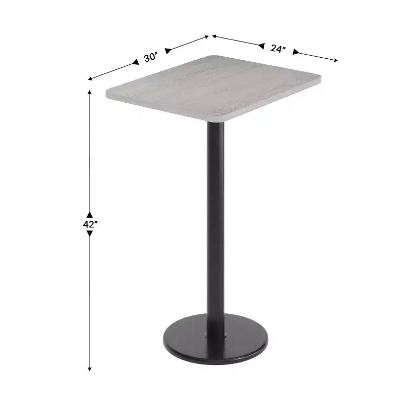 Flash Furniture 24'' x 30'' Rectangular Laminate Table Top with 18'' Round Bar Height Table Base