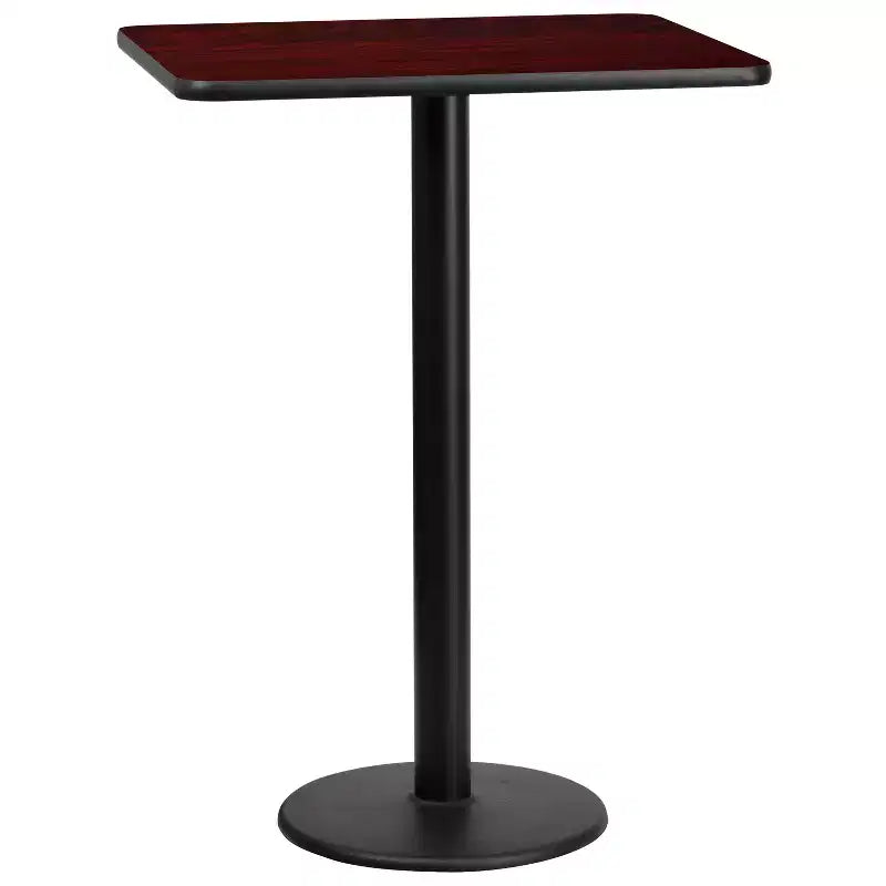 Flash Furniture 24'' x 30'' Rectangular Laminate Table Top with 18'' Round Bar Height Table Base