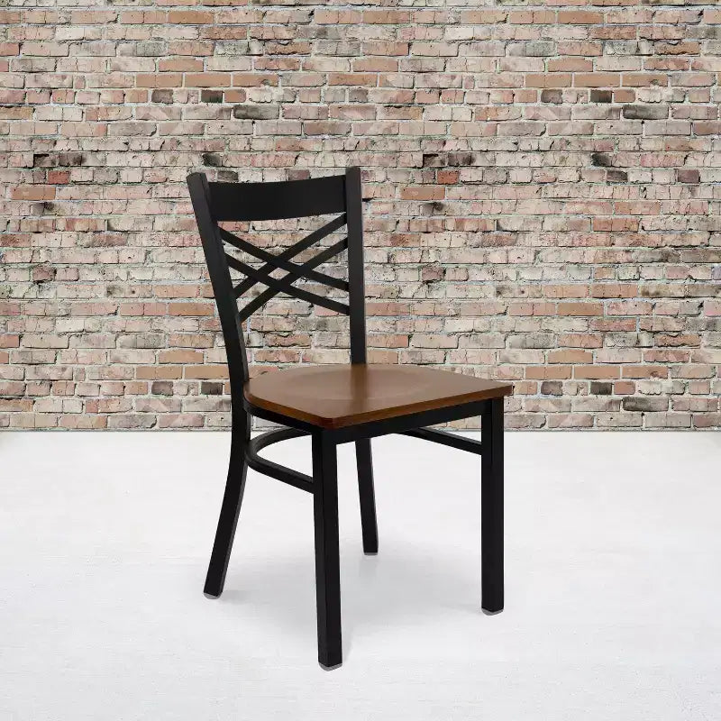 Flash Furniture Black ''X'' Back Metal Restaurant Chair