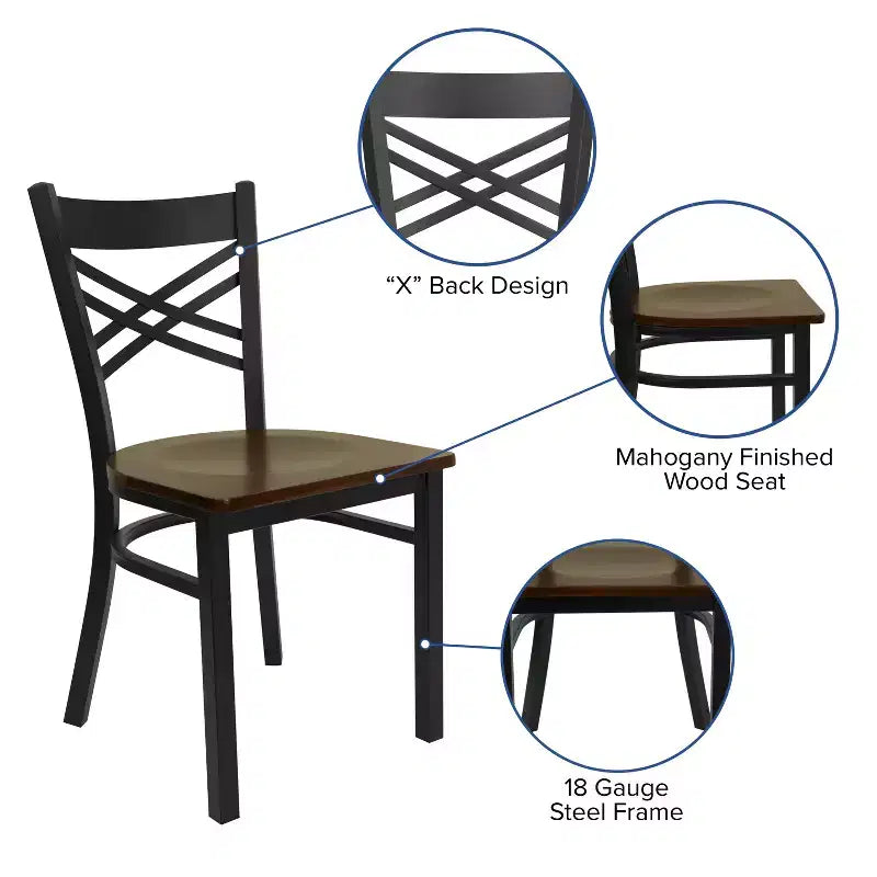 Flash Furniture Black ''X'' Back Metal Restaurant Chair