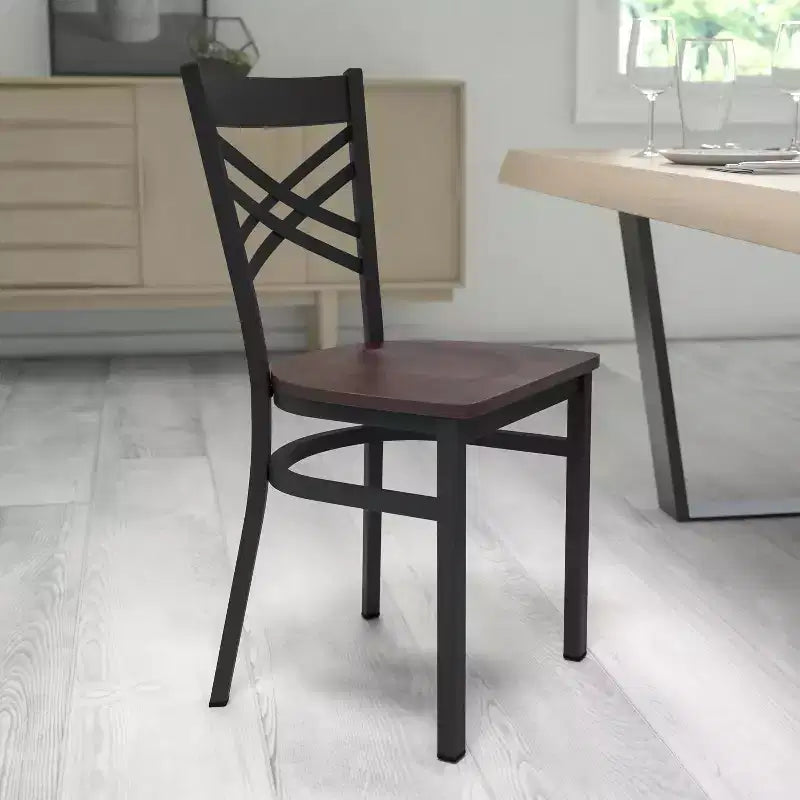 Flash Furniture Black ''X'' Back Metal Restaurant Chair