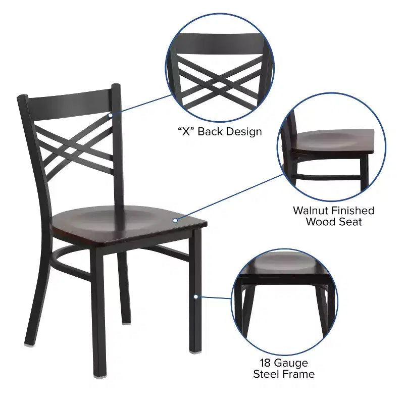 Flash Furniture Black ''X'' Back Metal Restaurant Chair