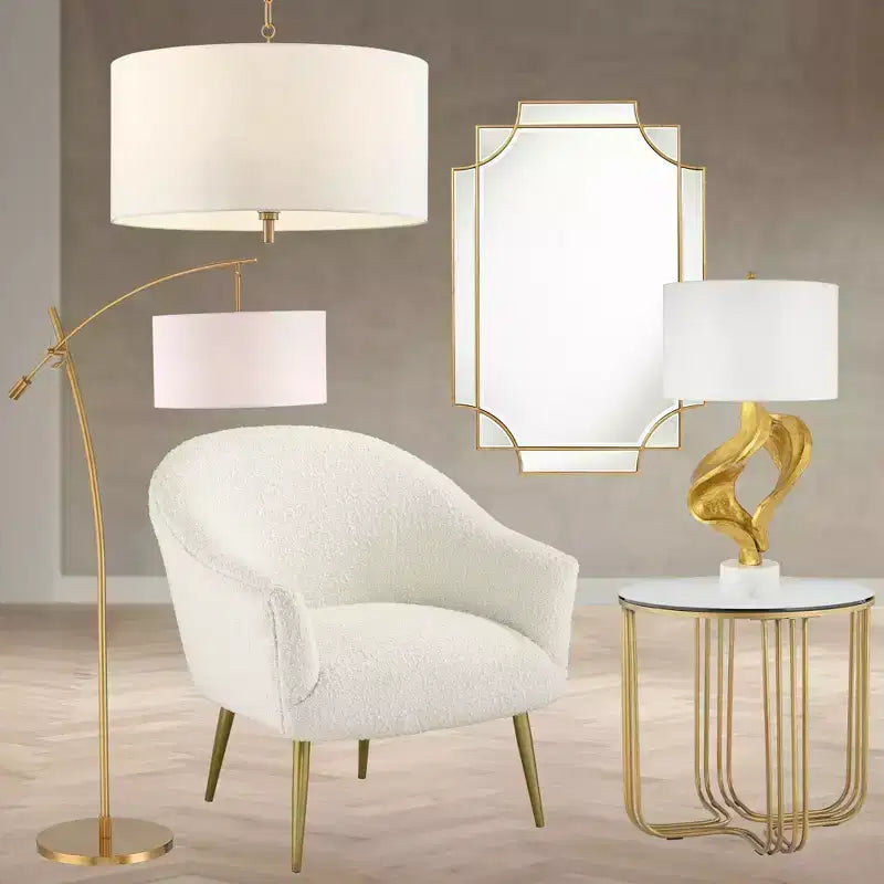 Studio 55D Yuri Modern Bronze Metal Round Accent Side End Table 24 Wide Gold Marbleized Glass Tabletop for Living Room Bedroom Bedside Entryway House