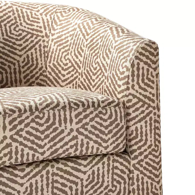 Liria Wooden Upholstered Barrel Chair for Livingroom with Metal Swivel Base| ART OF LIVING DESIGNS