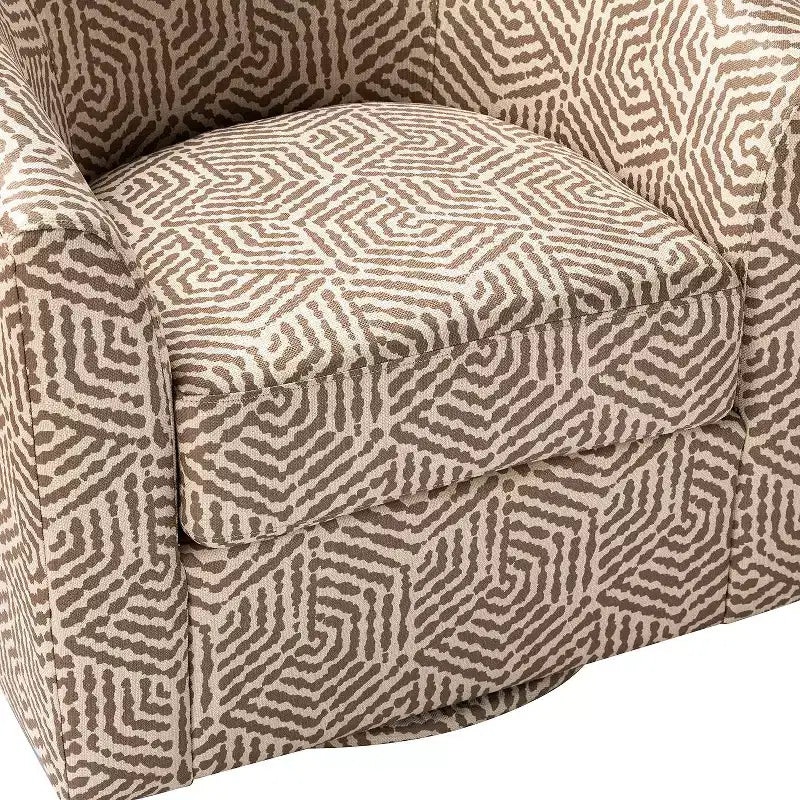 Liria Wooden Upholstered Barrel Chair for Livingroom with Metal Swivel Base| ART OF LIVING DESIGNS