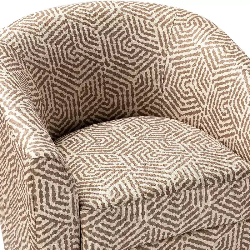 Liria Wooden Upholstered Barrel Chair for Livingroom with Metal Swivel Base| ART OF LIVING DESIGNS