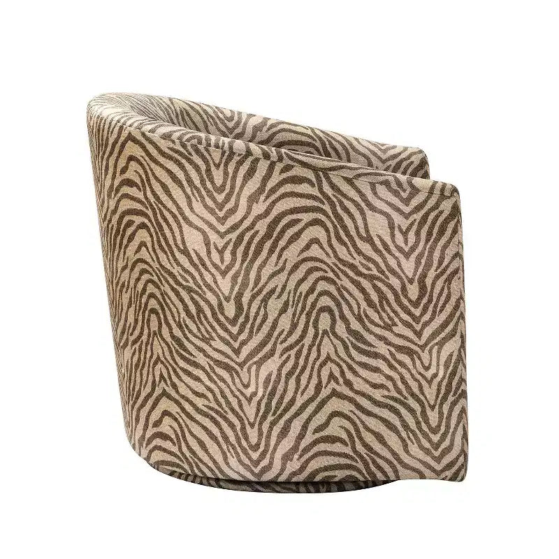 Liria Wooden Upholstered Barrel Chair for Livingroom with Metal Swivel Base| ART OF LIVING DESIGNS