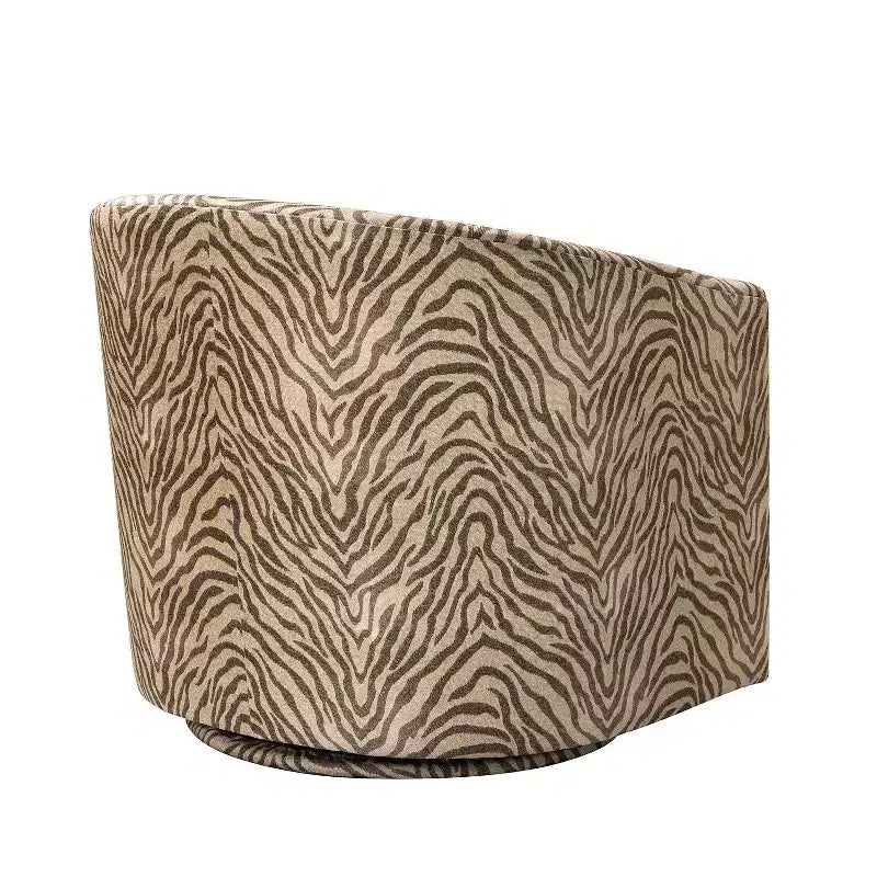 Liria Wooden Upholstered Barrel Chair for Livingroom with Metal Swivel Base| ART OF LIVING DESIGNS
