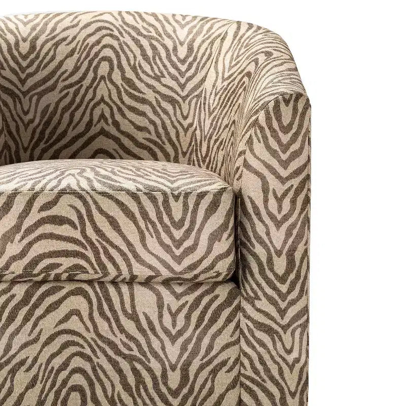 Liria Wooden Upholstered Barrel Chair for Livingroom with Metal Swivel Base| ART OF LIVING DESIGNS