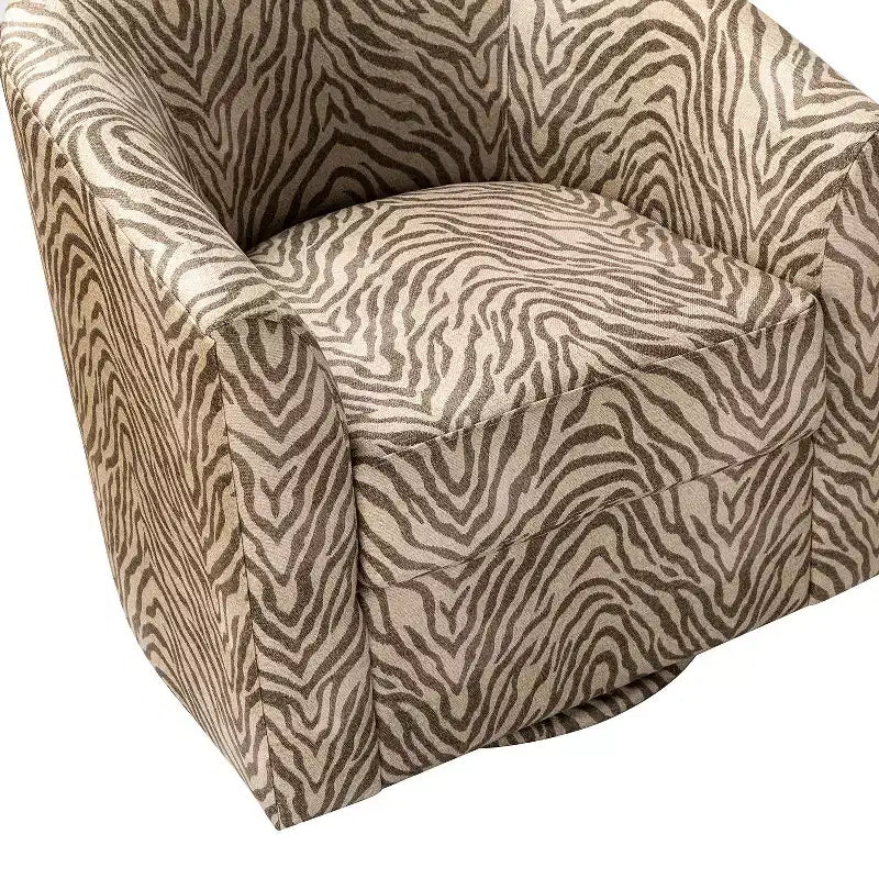 Liria Wooden Upholstered Barrel Chair for Livingroom with Metal Swivel Base| ART OF LIVING DESIGNS