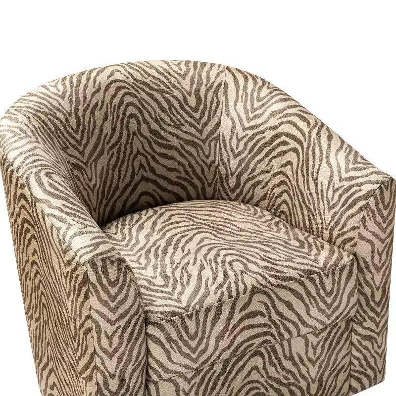 Liria Wooden Upholstered Barrel Chair for Livingroom with Metal Swivel Base| ART OF LIVING DESIGNS