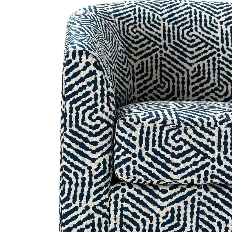 Liria Wooden Upholstered Barrel Chair for Livingroom with Metal Swivel Base| ART OF LIVING DESIGNS