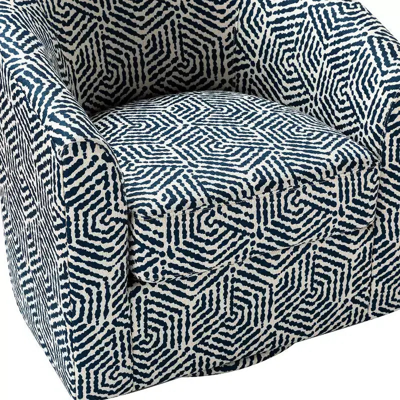Liria Wooden Upholstered Barrel Chair for Livingroom with Metal Swivel Base| ART OF LIVING DESIGNS