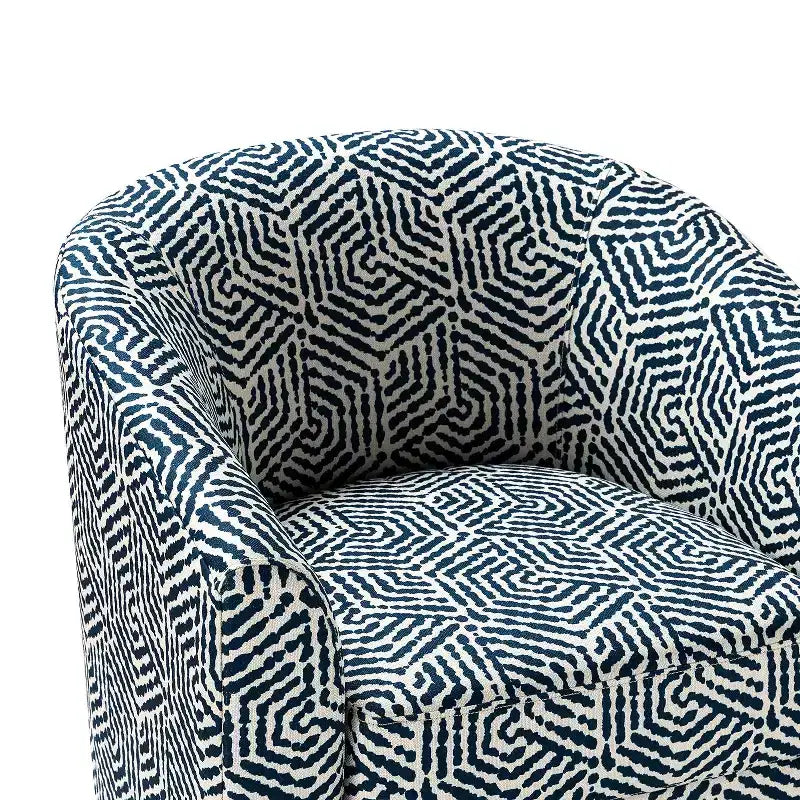 Liria Wooden Upholstered Barrel Chair for Livingroom with Metal Swivel Base| ART OF LIVING DESIGNS