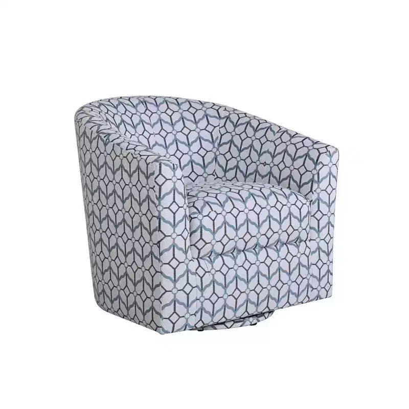 Liria Wooden Upholstered Barrel Chair for Livingroom with Metal Swivel Base| ART OF LIVING DESIGNS