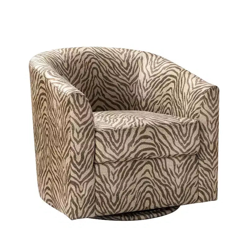 Liria Wooden Upholstered Barrel Chair for Livingroom with Metal Swivel Base| ART OF LIVING DESIGNS