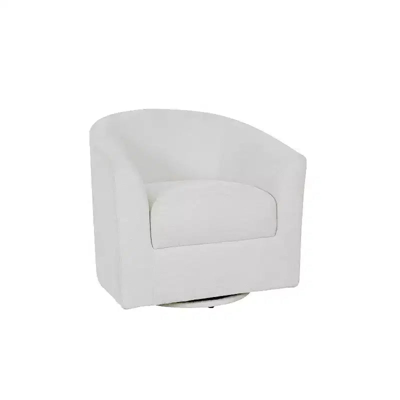 Liria Wooden Upholstered Barrel Chair for Livingroom with Metal Swivel Base| ART OF LIVING DESIGNS