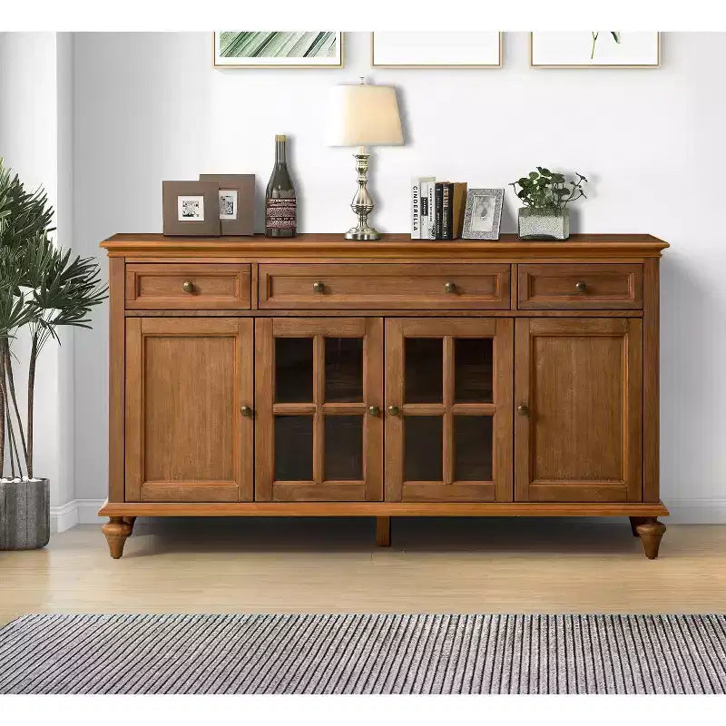 Nikolaj 58'' Wide 3 Drawer Traditional Sideboard with Solid Wood Legs| KARAT HOME