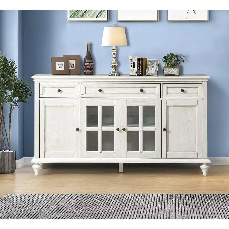 Nikolaj 58'' Wide 3 Drawer Traditional Sideboard with Solid Wood Legs| KARAT HOME
